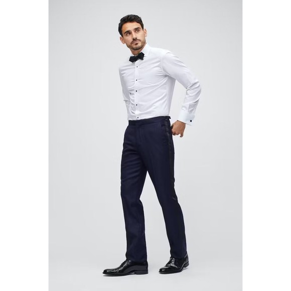 Bonobos Other - Bonobos Italian Wool Tuxedo Pant NAVY HOPSCOTCH Sz 32 x UNF Unhem Slim Fit - NEW